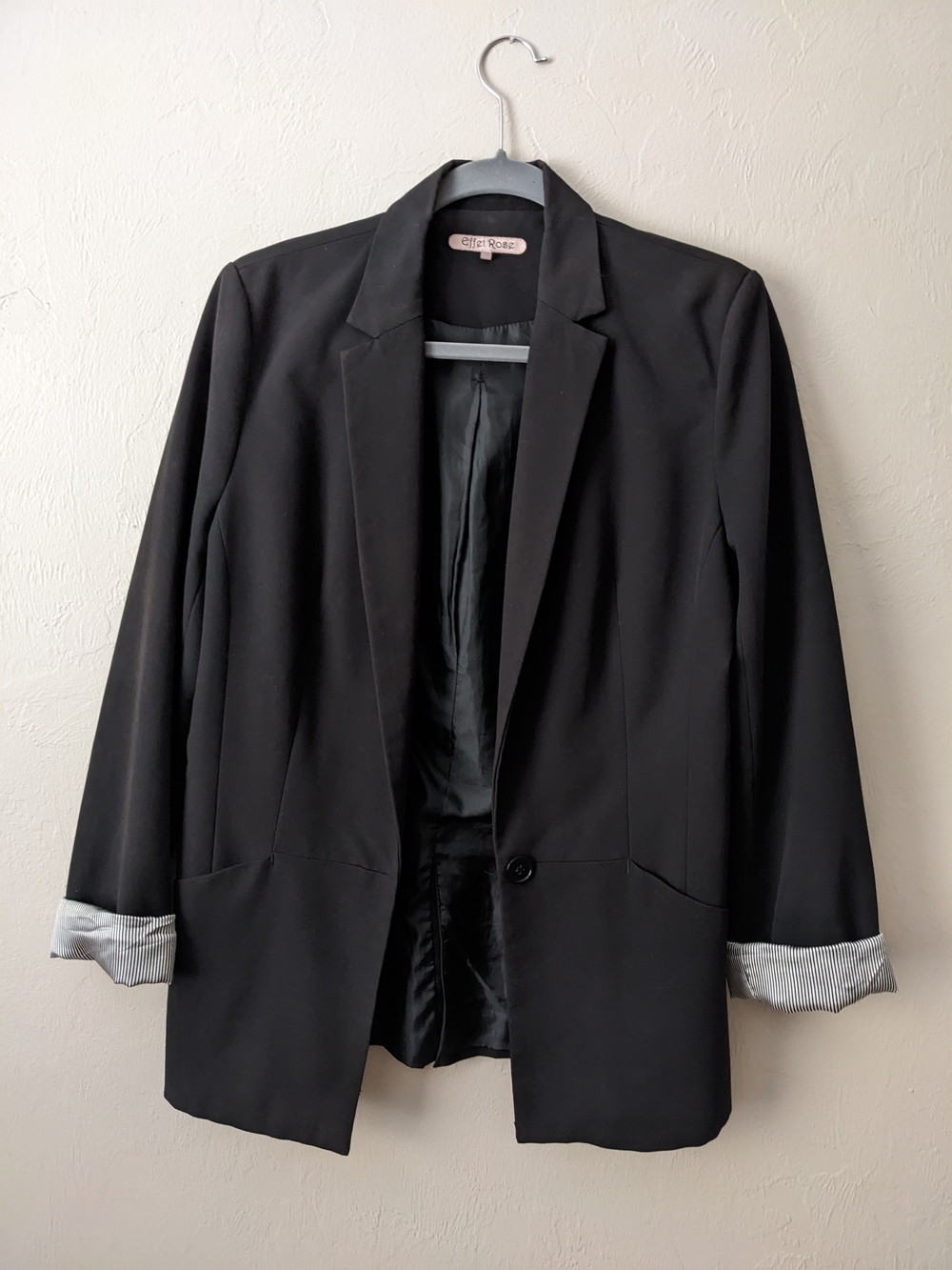 French Black Tailored Open-Front Blazer
